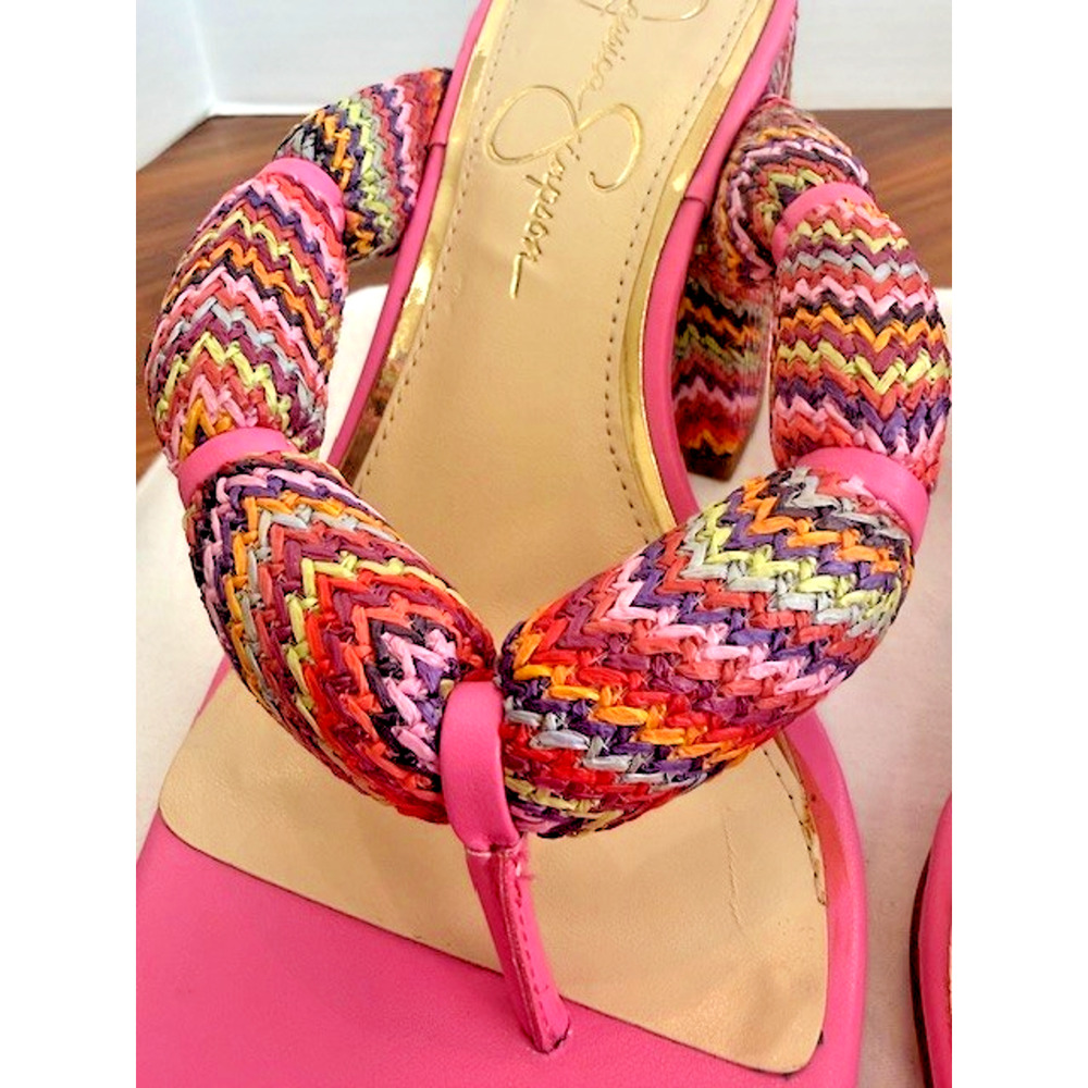 Jessica Simpson Womens Olimpio Block Heel Thong Sandal Blush Pink Multi SZ 7 - Picture 6 of 16